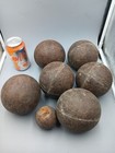 6 Antique Bocce Balls Solid Hard Wood   1 Jack Lot  1