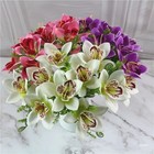 Artificial White Orchid Flowers 10pcs Silk Fake Flowers Home Wedding Decoration