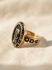 Personalize High School Class Ring For Women 925 Silver Custom Black Enamel Ring