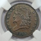 1833 1 2c Classic Head Half Cent Ngc Xf45 Bn C-1 Genuine Us Copper  m750