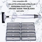 Taconic Shave Pivot Gillette Atra Compatible Metal Razor   10 Pivot Plus Blades 