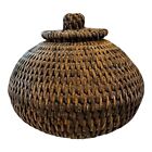Vintage Americana Small Handwoven Lidded Basket