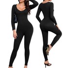 Us Women Long Sleeve Yoga Jumpsuits Workout Ribbed Bodysuits Pants One Piece