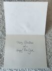 Unused Christmas Girl Look Up Pray Gold Circle Vtg  Greeting Card 1960s 1970s