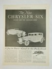 Chrysler Six  Motor Classic Car Man Cave Vintage Advertisement Magazine Page