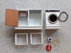 Vintage Lundby Dollhouse Laundry Cabinet Sink   Washing Machine 1 16 W Acessory