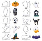 Halloween Cookie Cutters Set 10pieces - Bat  Ghost  Pumpkin  Cat  10  Silver