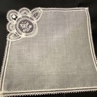 10676    vintage Children   s Bridal Baptism Brussels Pt Degaze Hanky-butterfly  1