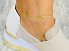 Real 10k Yellow Gold 2 5mm Figaro Chain Anklet Bracelet  9  - Bc120