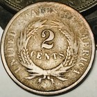 1864 Two Cent Piece 2c Civil War Date Large Motto Us Copper Coin Cc29536