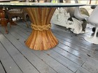 Mcguire 1960s Large Round Rattan Bamboo Dining Table With Glass Top