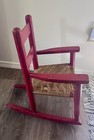 Vintage Child Size Red Rattan Seat Wooden Rocking Chair