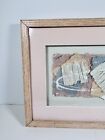 Vintage 80s Mixed Media Abstract Collage Art Wall Hanging Modern Signed Framed