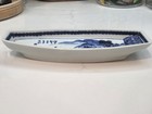 Antique Japanese Porcelain Blue And White Boat Dish