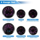 6 Gauge Set Gps Speedometer Tacho Fuel temp oil volt For Marine Boat Car Black