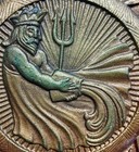 Vintage 60s Syroco Zodiac Wall Plaque Aquarius Gold Mystical Astrology Star Sun