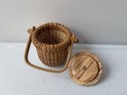 Small Nantucket Basket W wood Swing Handle  Bottom   Lid
