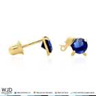 14k Yellow Gold Round Simulated Sapphire Elephant Screwback Stud Earrings