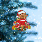 Poodle Dog Merry Christmas Ornament  Poodle Dog Santa Gift Bag Xmas Ornament