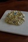 Vintage Jeweled Lipstick Holder White Gold Tone Gem Accents Hollywood Regency