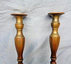Antique Beautiful Pair Of Large Heavy Brass Candle Holders 11 high