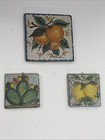 Vintage Fratantoni Cheramiche Vietri Signed Set Of 3 Terracotta Fruits Tiles