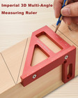 Imperial 3d Multi-angle Measuring Ruler 45 90 Degree Aluminum Alloy Woodworki   