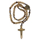 Wooden Saint Michael The Archangel Rosary On Cord   10mm Wood Hail Mary Beads 