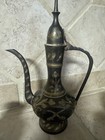 Middle Eastern Brass Dallah-style Coffee Pot With 4 Matching Goblets