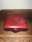 Shanghai Tang Red Leather Dragon Jewelry Box 4 Slots  Orange Silk  4   x4   