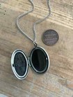 Antique Silver Picture Locket Necklace Pendant - Engraved Floral - Ball Chain