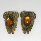 Antique Vintage Art Nouveau victorian Set Of 2 Flower Fur Dress Clip 2   