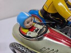 Vintage Qsh 605 Tin Toy Motorcycle With Sidecar Wind Up China Clockwork Litho