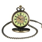 Vintage Mechanical Black Steampunk Skeleton Pocket Watch With Chain For Men