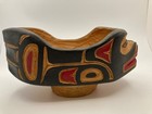 Vintage Northwest Coast Native Canadian Handcarved Wood Seal Pedestal Bowl