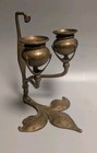 Tiffany Studios Bronze Fleur-de-lis Double Candle Holder Candelabra Twin Branch