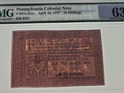 Pa-221a   Pmg Cu63 Epq  16s  April 10  1777 Pennsylvania Colonial Currency