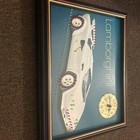 Rare  Vintage 80 90 s Framed Lamborghini Clock   Moving Lights No Charger 