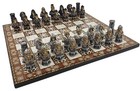 Medieval Times Gothic Skeleton Busts Chess Set W 17  Mosaic Color Board