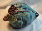 Chinese Peach With Buds Oriental Turquoise Blue Pottery Ceramic Display Piece