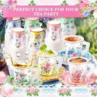 160 Pcs Floral Paper Tea Cups And Saucers 7 Oz Disposable Paper Tea Cups With 