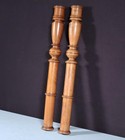 23  Tall Pair Of French Antique Solid Walnut Wood Posts pillars trim Salvage