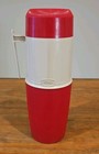    vintage Thermos 6402 Wide Mouth Quart Red Tan Vacuum Bottle Jar Glass Liner