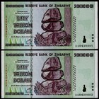 5 Consecutive 2008 50 Trillion Dollars Zimbabwe  Aa P-90 Unc