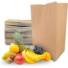 100 Pack Heavy Duty Brown Kraft Paper Grocery Bags 12x7x17 57 Lb Sos Self-open