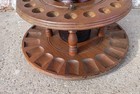 Vintage Walnut  Rotating 20 Pipe Tobacco Holder Stand W  Glass Humidor Jar