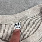Uniqlo Shirt Womens Small Beige Gray Waffle Knit Thermal Crewneck Long Sleeve