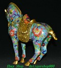 10 2   Old Chinese Bronze Cloisonne Enamel Gilt Zodiac Year Animal Horse Statue