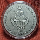 2007 Belarus 20 Rubles Antiqued Silver Coin Alice Wonderland Looking Glass Unc