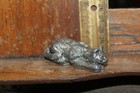 Vintage 1989 Pewter Crouching Cat Figure Signed Omizle
